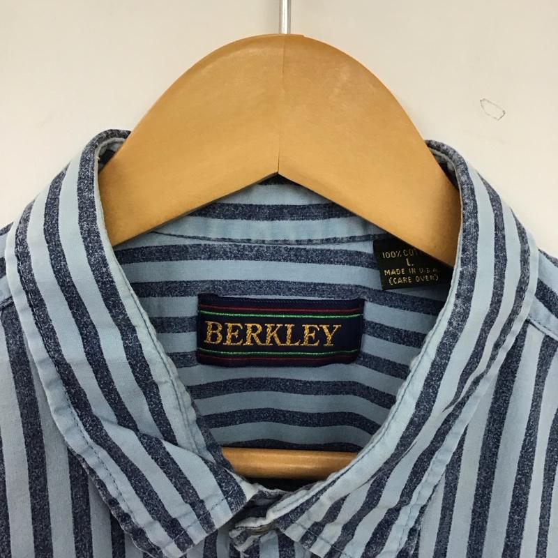 バークレー BARCLAY シャツ、ブラウス 半袖 半袖シャツ ストライプシャツ カラーシャツ L ストライプ 水色 / ライトブルー / メンズ USED 古着 中古 10155808