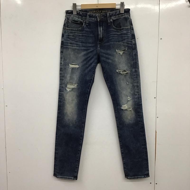 アメリカンイーグル AMERICANEAGLE パンツ デニム、ジーンズ デニムパンツ スリムパンツ カジュアルパンツ ストレッチパンツ 29インチ ダメージ加工 インディゴ / インディゴ / Indigo メンズ USED 古着 中古 10155817