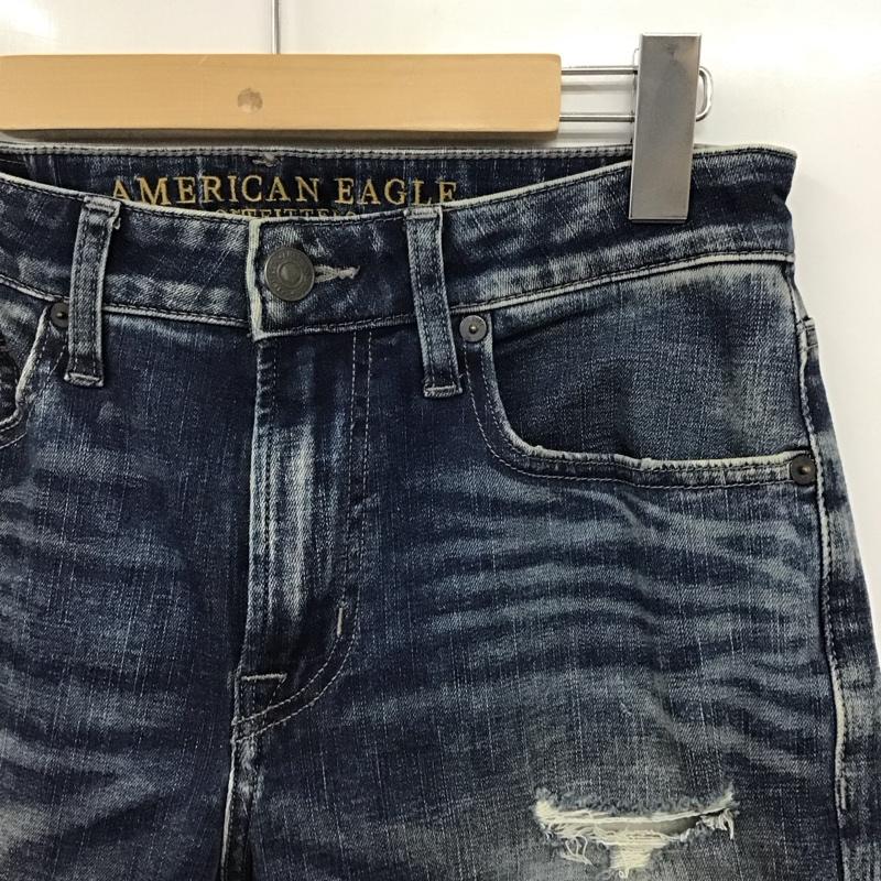 アメリカンイーグル AMERICANEAGLE パンツ デニム、ジーンズ デニムパンツ スリムパンツ カジュアルパンツ ストレッチパンツ 29インチ ダメージ加工 インディゴ / インディゴ / Indigo メンズ USED 古着 中古 10155817