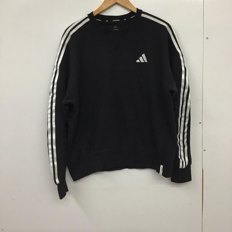 アディダス adidas トレーナー 長袖 長袖トレーナー スウェット クルーネック プルオーバー XL ロゴ、文字 黒 / ブラック / black メンズ USED 古着 中古 10155821
