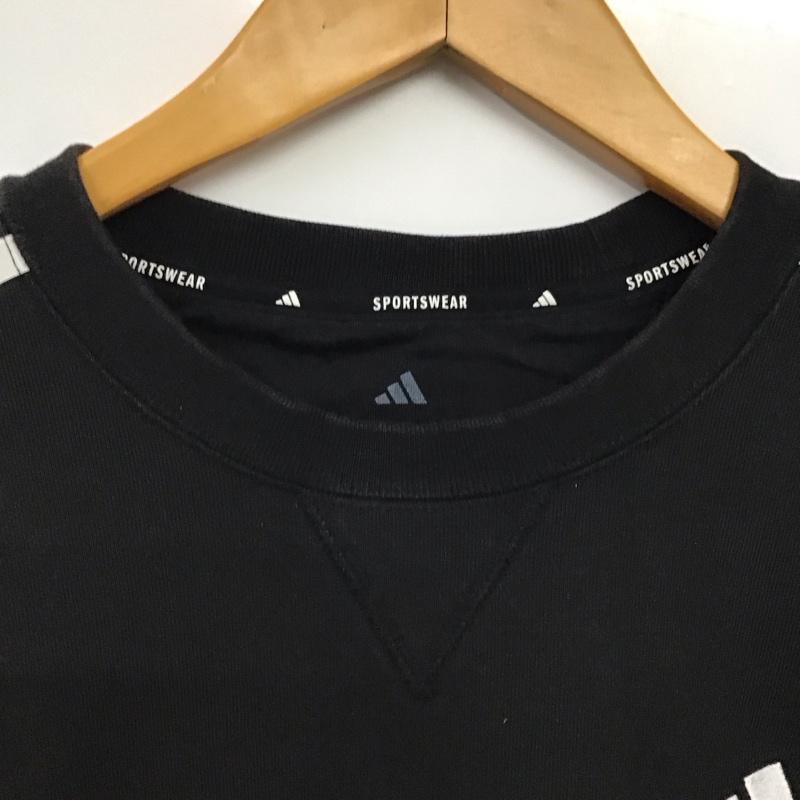 アディダス adidas トレーナー 長袖 長袖トレーナー スウェット クルーネック プルオーバー XL ロゴ、文字 黒 / ブラック / black メンズ USED 古着 中古 10155821