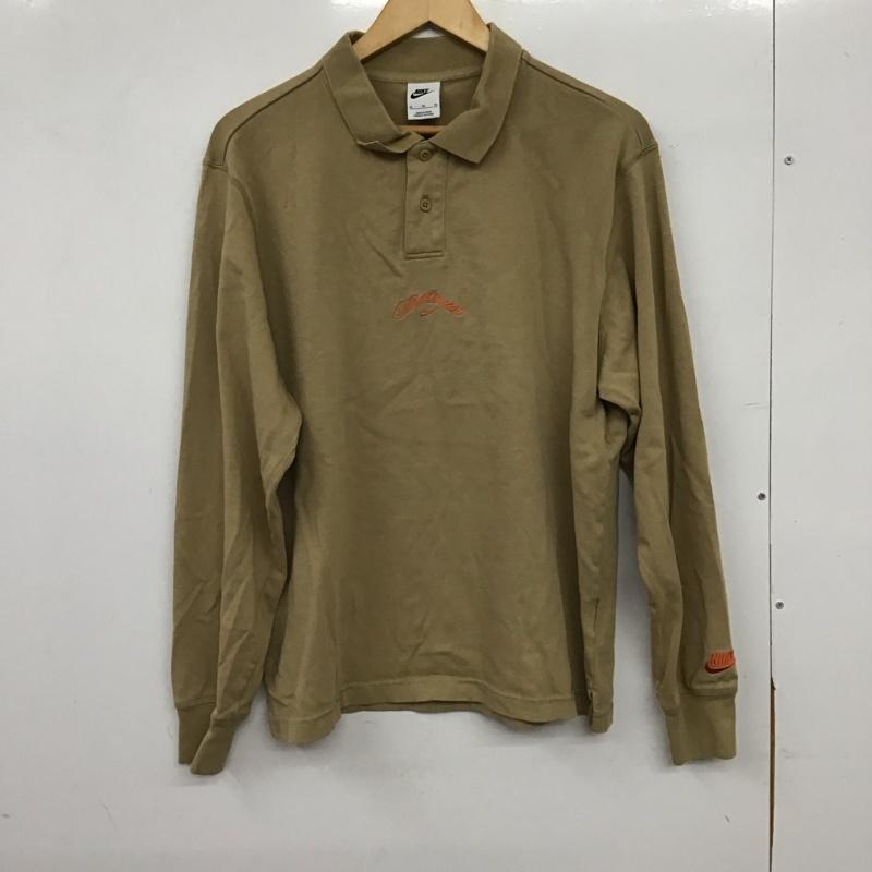 ナイキ NIKE ポロシャツ 長袖 長袖ポロシャツ 長袖カットソー カラーシャツ XL ロゴ、文字 ベージュ / ベージュ / beige メンズ USED 古着 中古 10155826