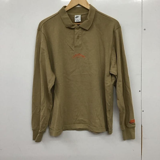 ナイキ NIKE ポロシャツ 長袖 長袖ポロシャツ 長袖カットソー カラーシャツ XL ロゴ、文字 ベージュ / ベージュ / beige メンズ USED 古着 中古 10155826
