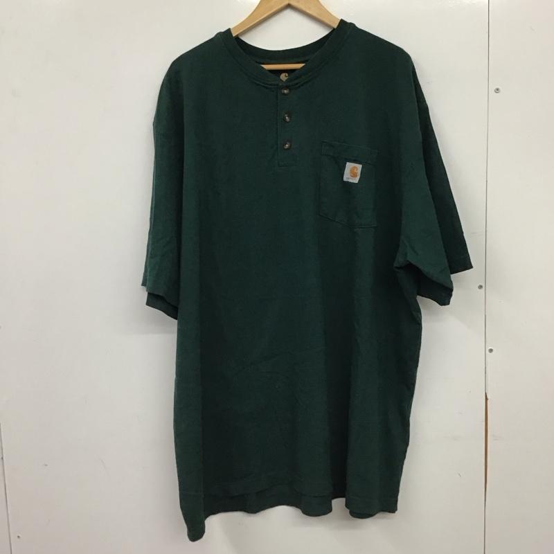 カーハート Carhartt Tシャツ 半袖 半袖カットソー ロゴTシャツ ヘンリーネックカットソー XXL ロゴ、文字 緑 / グリーン / green メンズ USED 古着 中古 10155838