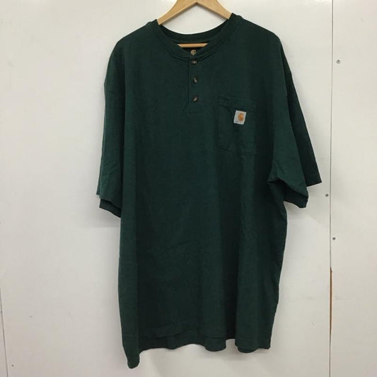カーハート Carhartt Tシャツ 半袖 半袖カットソー ロゴTシャツ ヘンリーネックカットソー XXL ロゴ、文字 緑 / グリーン / green メンズ USED 古着 中古 10155838
