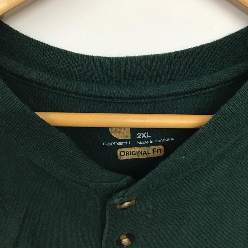 カーハート Carhartt Tシャツ 半袖 半袖カットソー ロゴTシャツ ヘンリーネックカットソー XXL ロゴ、文字 緑 / グリーン / green メンズ USED 古着 中古 10155838