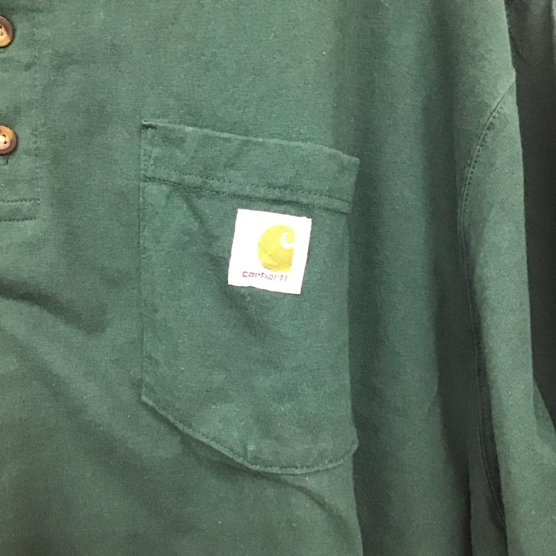 カーハート Carhartt Tシャツ 半袖 半袖カットソー ロゴTシャツ ヘンリーネックカットソー XXL ロゴ、文字 緑 / グリーン / green メンズ USED 古着 中古 10155838