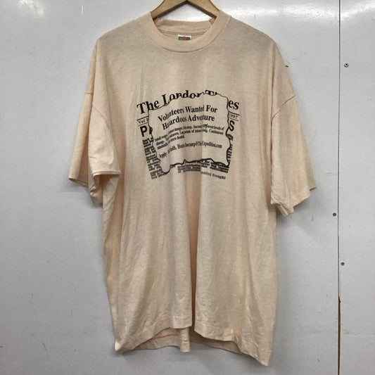 フルーツオブザルーム FRUIT OF THE LOOM Tシャツ 半袖 半袖カットソー プリントTシャツ クルーネックカットソー XXL ロゴ、文字 桃 / ピンク / pink メンズ USED 古着 中古 10155839