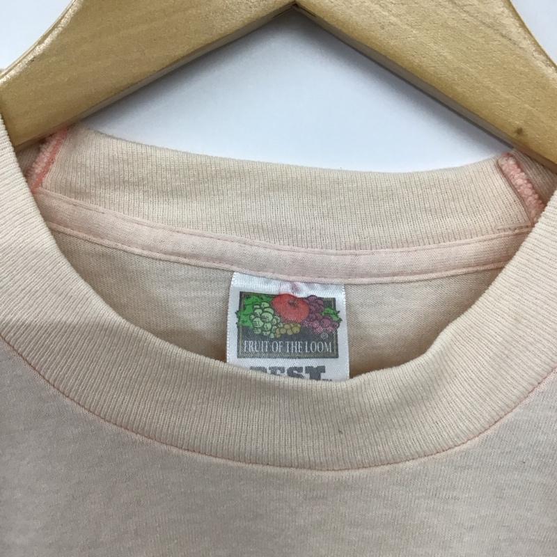 フルーツオブザルーム FRUIT OF THE LOOM Tシャツ 半袖 半袖カットソー プリントTシャツ クルーネックカットソー XXL ロゴ、文字 桃 / ピンク / pink メンズ USED 古着 中古 10155839
