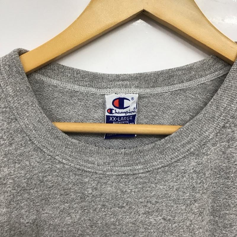 チャンピオン Champion Tシャツ 半袖 半袖カットソー プリントTシャツ クルーネックカットソー XXL ロゴ、文字 灰 / グレー / gray メンズ USED 古着 中古 10155841