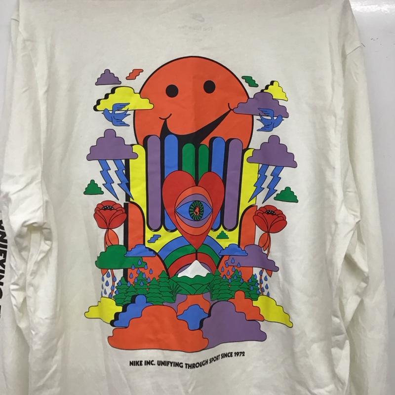 ナイキ NIKE カットソー 長袖 長袖カットソー プリントカットソー クルーネック XXL ロゴ、文字 白 / ホワイト / white メンズ USED 古着 中古 10155843
