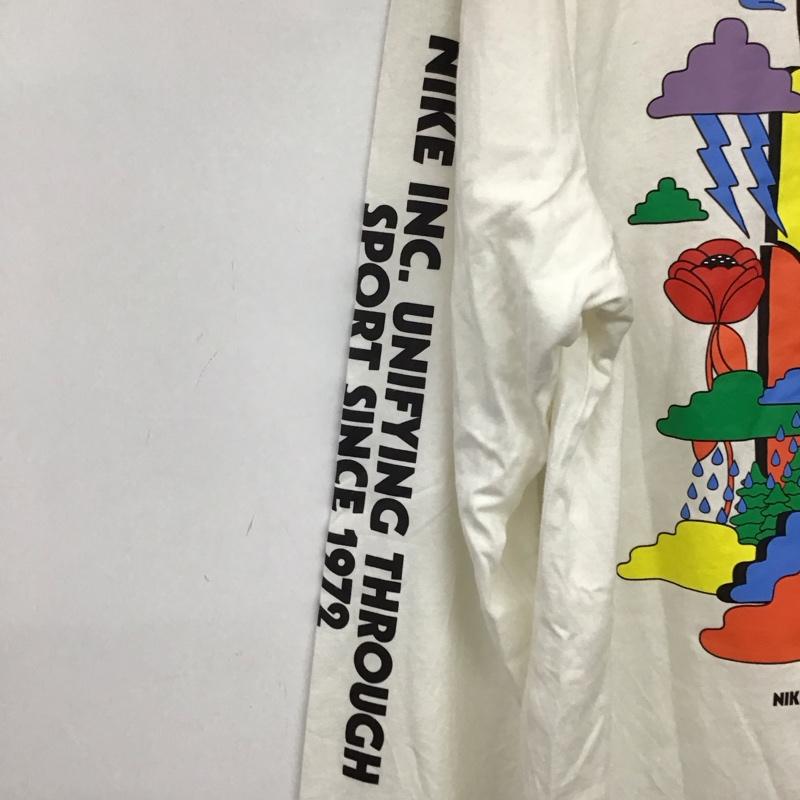 ナイキ NIKE カットソー 長袖 長袖カットソー プリントカットソー クルーネック XXL ロゴ、文字 白 / ホワイト / white メンズ USED 古着 中古 10155843