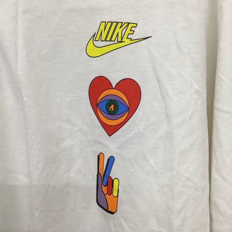 ナイキ NIKE カットソー 長袖 長袖カットソー プリントカットソー クルーネック XXL ロゴ、文字 白 / ホワイト / white メンズ USED 古着 中古 10155843