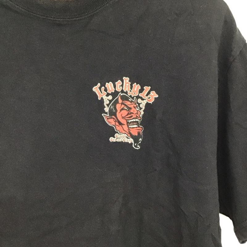 ラッキー13 LUCKY13 Tシャツ 半袖 半袖カットソー プリントTシャツ クルーネックカットソー M プリント ダークグレー / ダークグレー / メンズ USED 古着 中古 10155852