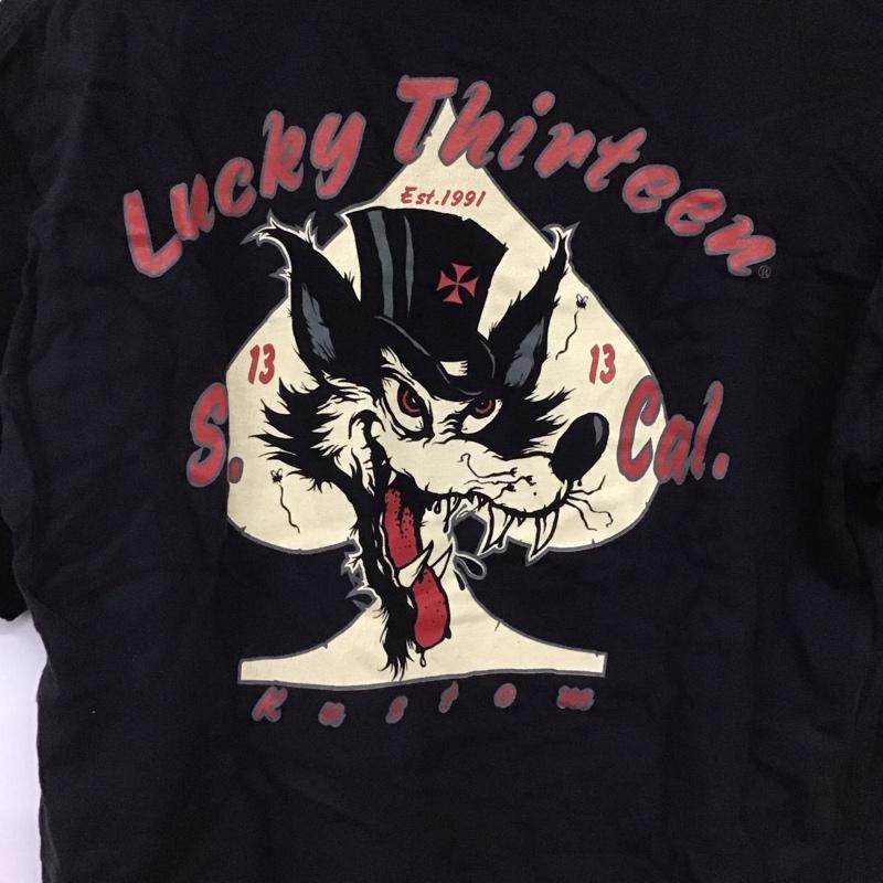 ラッキー13 LUCKY13 Tシャツ 半袖 半袖カットソー プリントTシャツ クルーネックカットソー M プリント ダークグレー / ダークグレー / メンズ USED 古着 中古 10155854