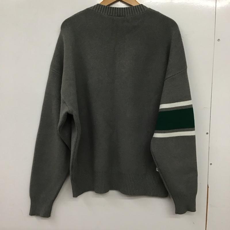 アディダス adidas ニット、セーター 長袖 長袖ニットカットソー クルーネック セーター XL ロゴ、文字 灰 / グレー / gray メンズ USED 古着 中古 10155856