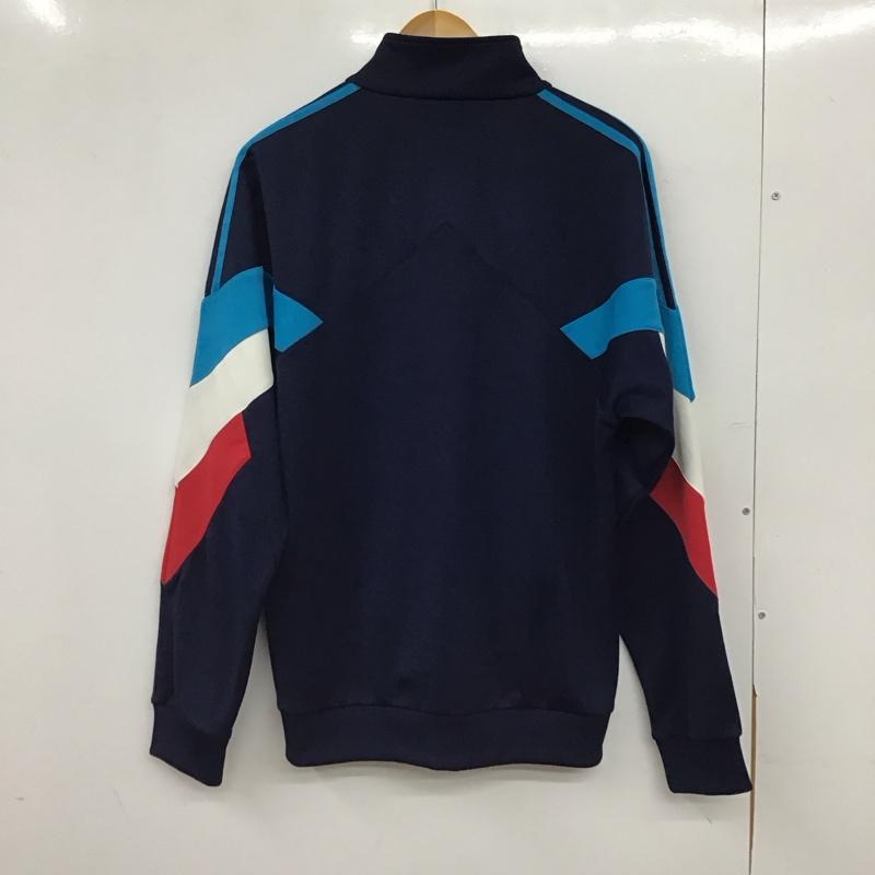 アディダス adidas ジャケット、上着 ジャンパー、ブルゾン ジップアップジャケット ジャージ アウター L ロゴ、文字 紺 / ネイビー / navy メンズ USED 古着 中古 10155874
