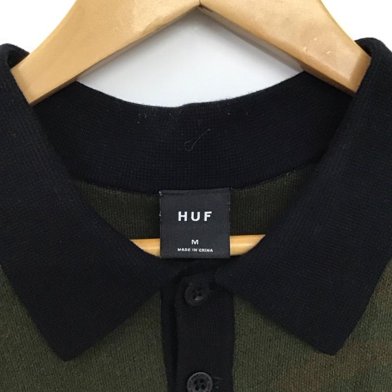 ハフ HUF ポロシャツ 半袖 半袖ポロシャツ カラーシャツ 半袖カットソー M プリント カーキ / カーキ / khaki メンズ USED 古着 中古 10155875