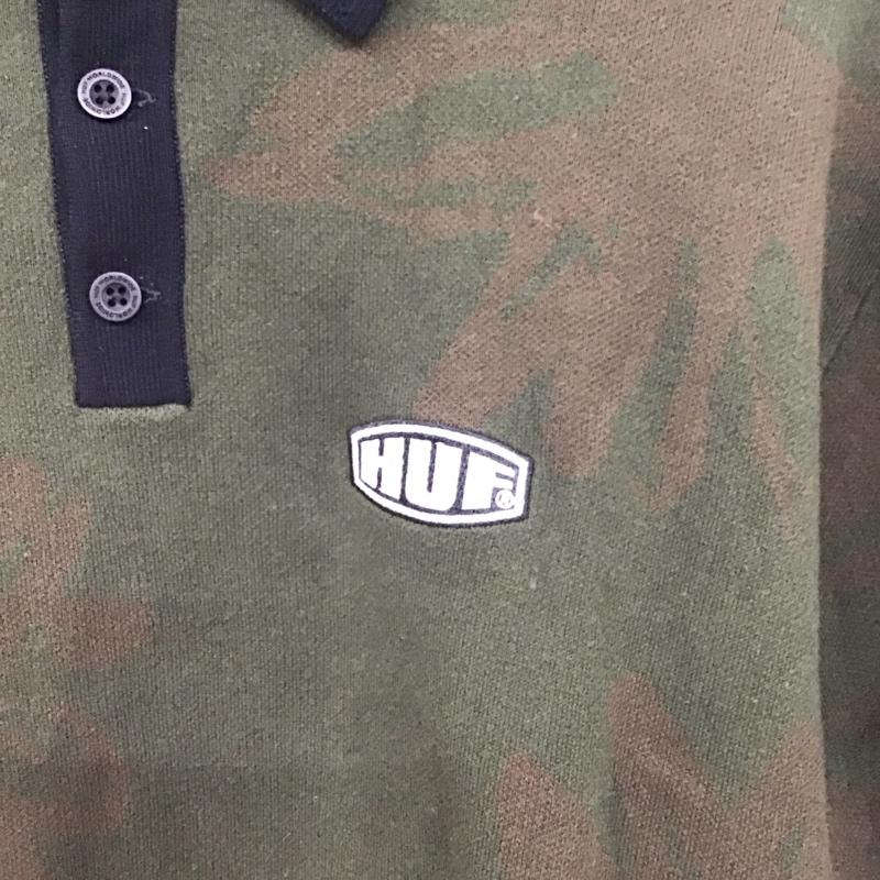 ハフ HUF ポロシャツ 半袖 半袖ポロシャツ カラーシャツ 半袖カットソー M プリント カーキ / カーキ / khaki メンズ USED 古着 中古 10155875