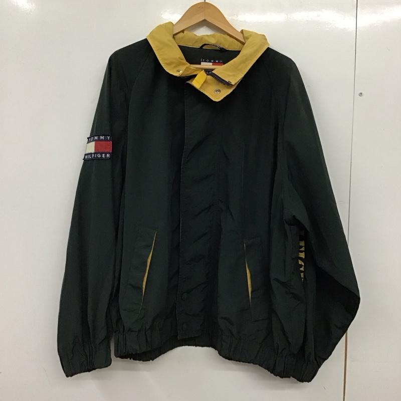 トミーヒルフィガー TOMMY HILFIGER ジャケット、上着 ジャンパー、ブルゾン ジップアップジャケット ナイロンジャケット アウター スタンドカラー L ロゴ、文字 緑 / グリーン / green メンズ USED 古着 中古 10155878
