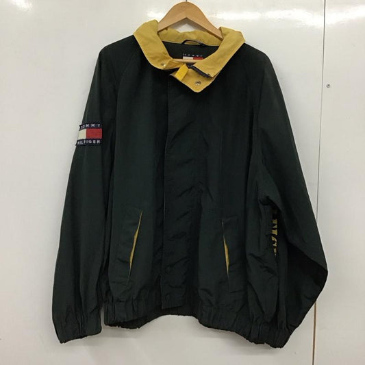 トミーヒルフィガー TOMMY HILFIGER ジャケット、上着 ジャンパー、ブルゾン ジップアップジャケット ナイロンジャケット アウター スタンドカラー L ロゴ、文字 緑 / グリーン / green メンズ USED 古着 中古 10155878