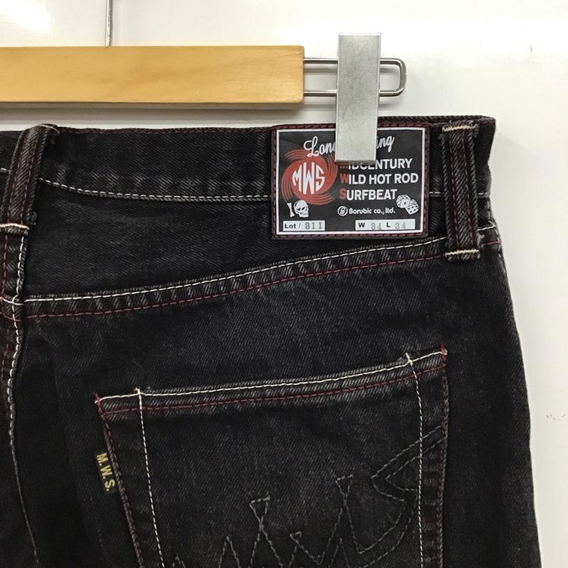 エムダブルエス MWS パンツ デニム、ジーンズ デニムパンツ ワイドパンツ カジュアルパンツ 34インチ ロゴ、文字 ダークグレー / ダークグレー / メンズ USED 古着 中古 10155887