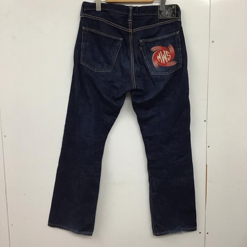 エムダブルエス MWS パンツ デニム、ジーンズ デニムパンツ ワイドパンツ カジュアルパンツ 33インチ ロゴ、文字 インディゴ / インディゴ / Indigo メンズ USED 古着 中古 10155891