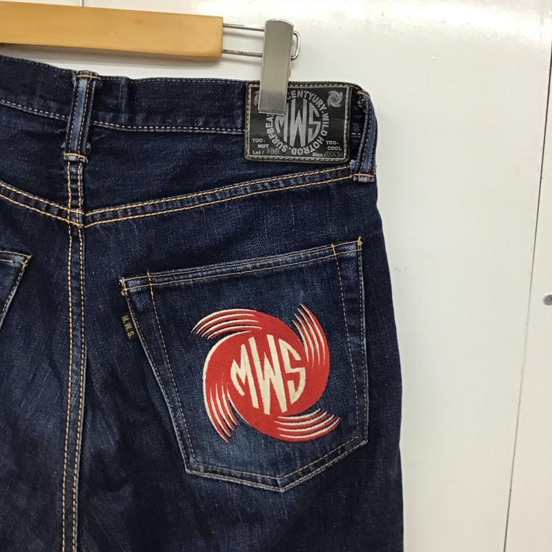 エムダブルエス MWS パンツ デニム、ジーンズ デニムパンツ ワイドパンツ カジュアルパンツ 33インチ ロゴ、文字 インディゴ / インディゴ / Indigo メンズ USED 古着 中古 10155891