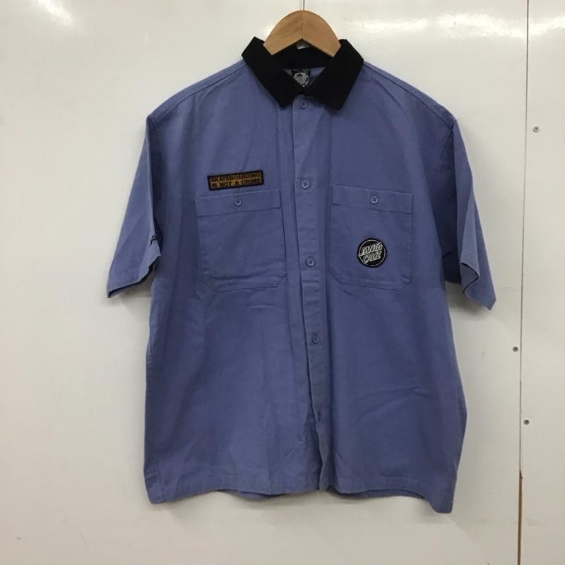 サンタクルーズ SANTA CRUZ シャツ、ブラウス 半袖 半袖シャツ フロントボタン カラーシャツ M ロゴ、文字 紫 / パープル / purple メンズ USED 古着 中古 10155893