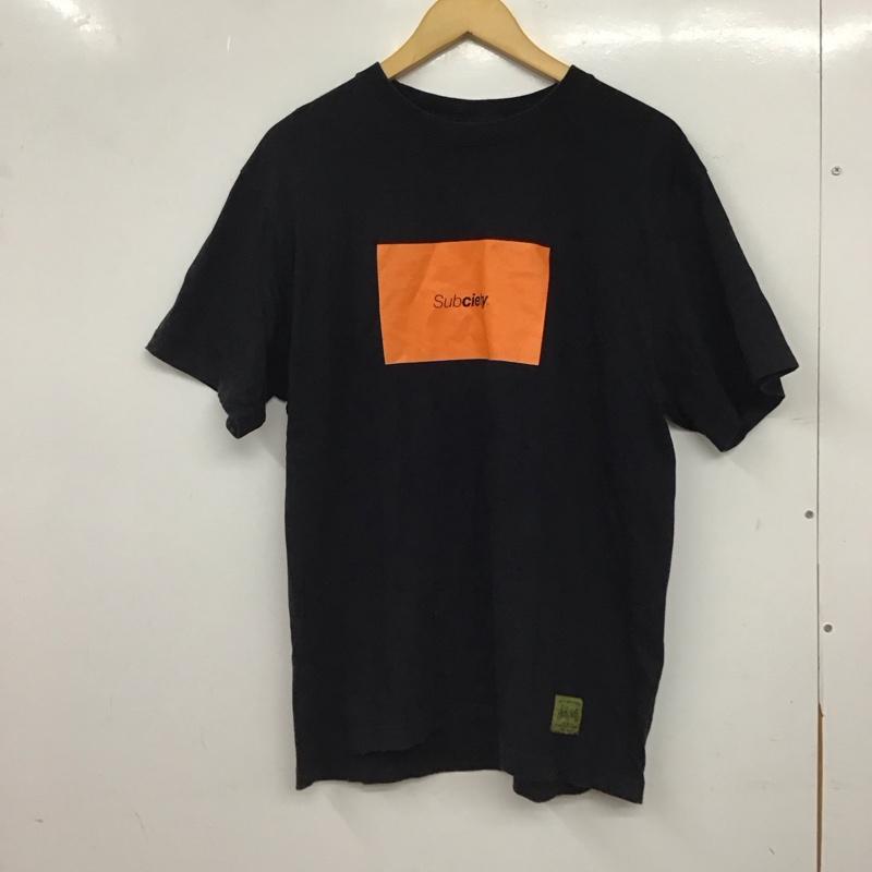 サブサエティ Subciety Tシャツ 半袖 半袖カットソー プリントTシャツ クルーネックカットソー L ロゴ、文字 黒 / ブラック / black メンズ USED 古着 中古 10155894