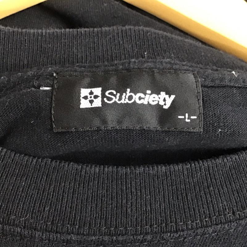 サブサエティ Subciety Tシャツ 半袖 半袖カットソー プリントTシャツ クルーネックカットソー L ロゴ、文字 黒 / ブラック / black メンズ USED 古着 中古 10155894