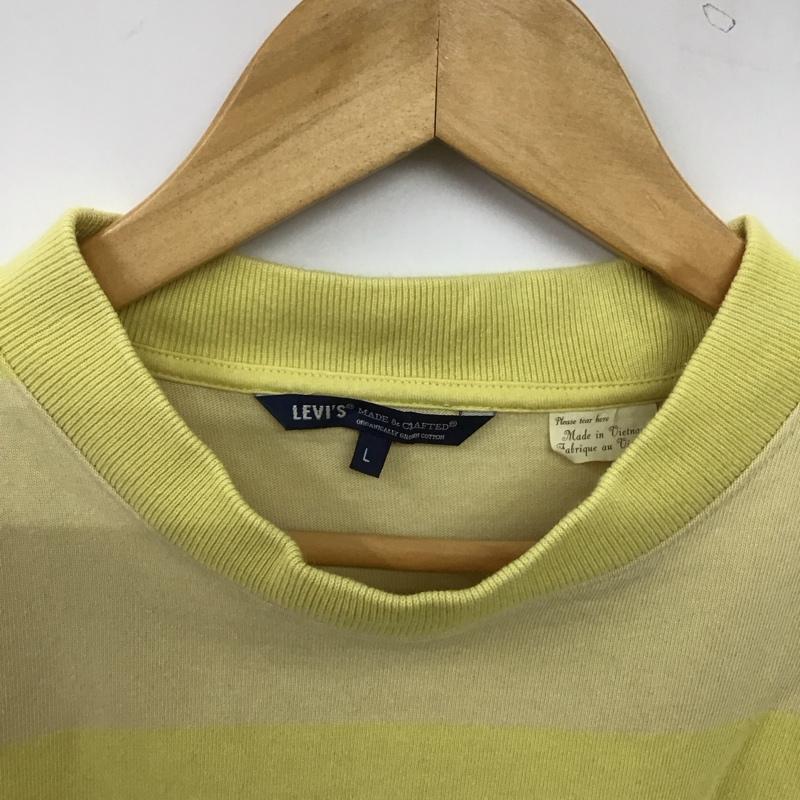 リーバイス Levi s Tシャツ 半袖 半袖カットソー プリントTシャツ クルーネックカットソー L ボーダー柄 黄 / イエロー / yellow X ベージュ / ベージュ / beige メンズ USED 古着 中古 10155895