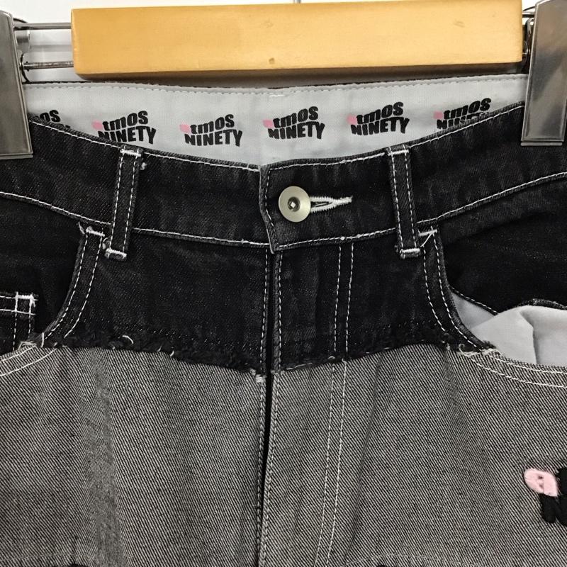 ナインティナインティ 9090 パンツ デニム、ジーンズ デニムパンツ ワイドパンツ カジュアルパンツ L ロゴ、文字 ダークグレー / ダークグレー / メンズ USED 古着 中古 10155898