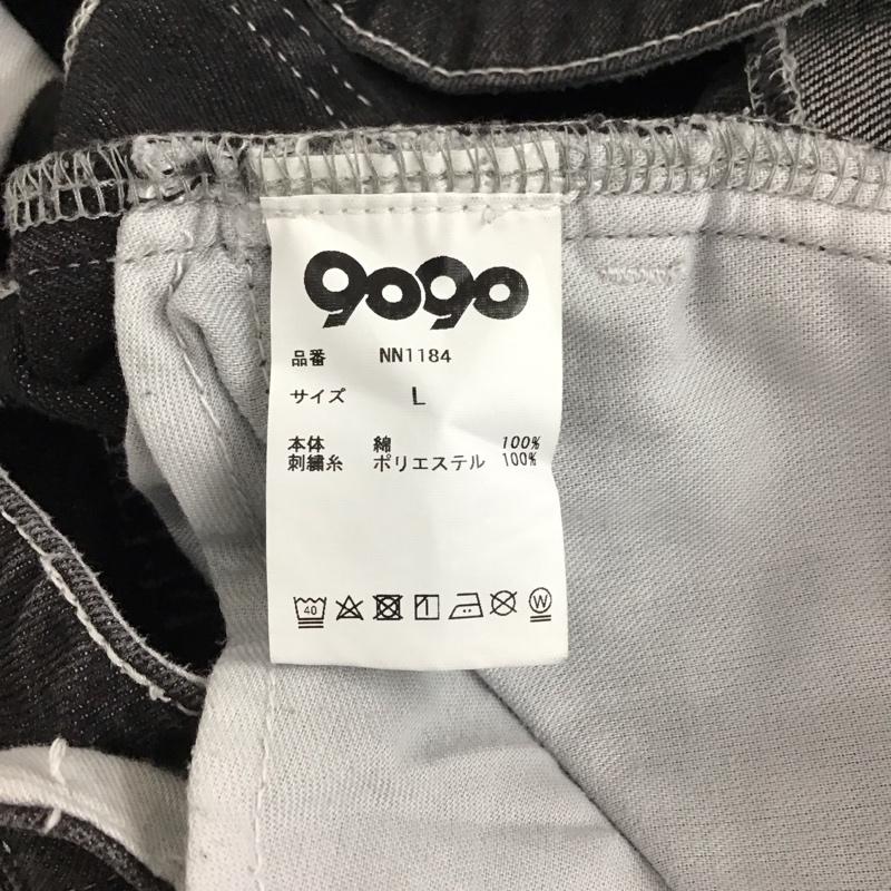 ナインティナインティ 9090 パンツ デニム、ジーンズ デニムパンツ ワイドパンツ カジュアルパンツ L ロゴ、文字 ダークグレー / ダークグレー / メンズ USED 古着 中古 10155898
