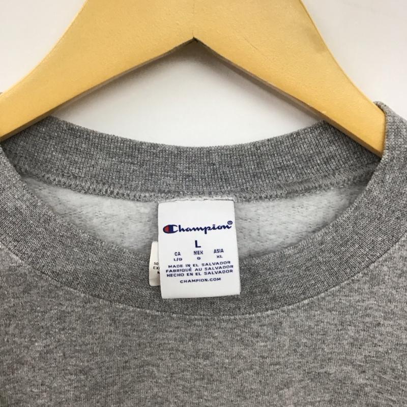 チャンピオン Champion トレーナー 長袖 長袖トレーナー スウェット クルーネック プルオーバー L ロゴ、文字 灰 / グレー / gray メンズ USED 古着 中古 10155906