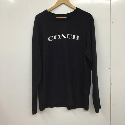 コーチ COACH カットソー 長袖 長袖カットソー プリントカットソー クルーネック L ロゴ、文字 黒 / ブラック / black メンズ USED 古着 中古 10155910
