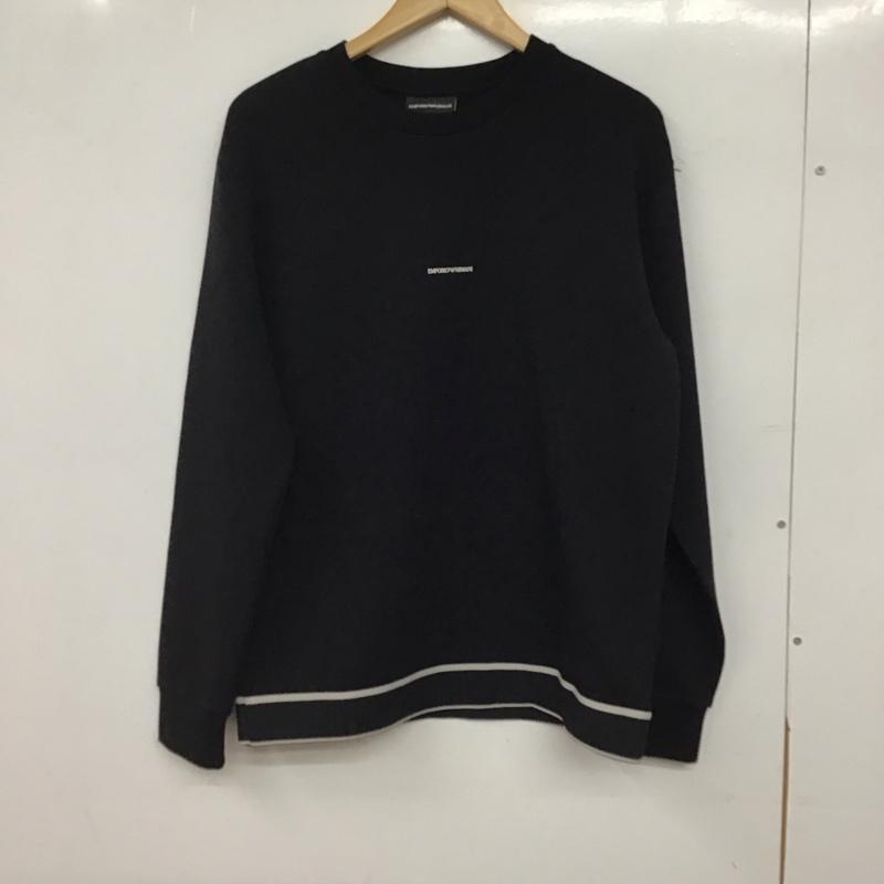 エンポリオアルマーニ EMPORIO ARMANI カットソー 長袖 長袖カットソー プリントカットソー クルーネック M ロゴ、文字 黒 / ブラック / black メンズ USED 古着 中古 10155920