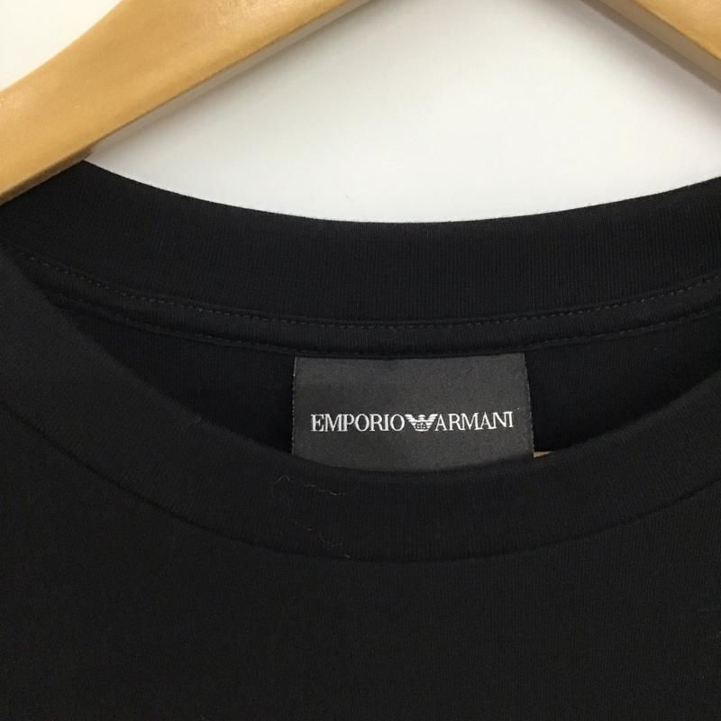 エンポリオアルマーニ EMPORIO ARMANI カットソー 長袖 長袖カットソー プリントカットソー クルーネック M ロゴ、文字 黒 / ブラック / black メンズ USED 古着 中古 10155920