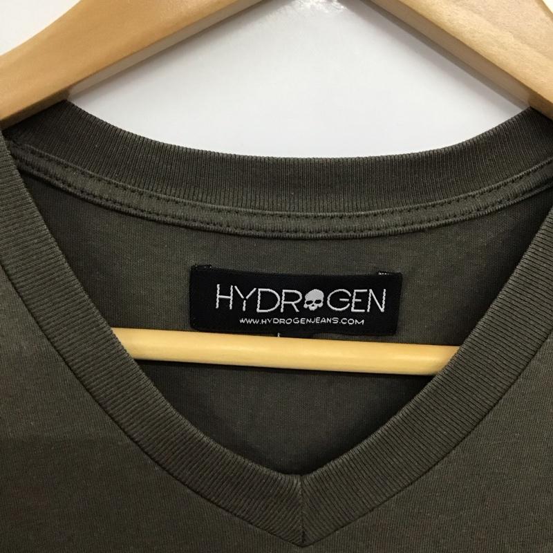 ハイドロゲン HYDROGEN Tシャツ 半袖 半袖カットソー プリントTシャツ Vネックカットソー XS ロゴ、文字 カーキ / カーキ / khaki メンズ USED 古着 中古 10155926