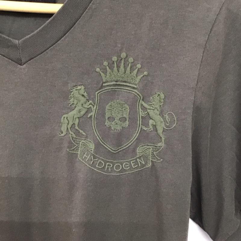 ハイドロゲン HYDROGEN Tシャツ 半袖 半袖カットソー プリントTシャツ Vネックカットソー XS ロゴ、文字 カーキ / カーキ / khaki メンズ USED 古着 中古 10155926