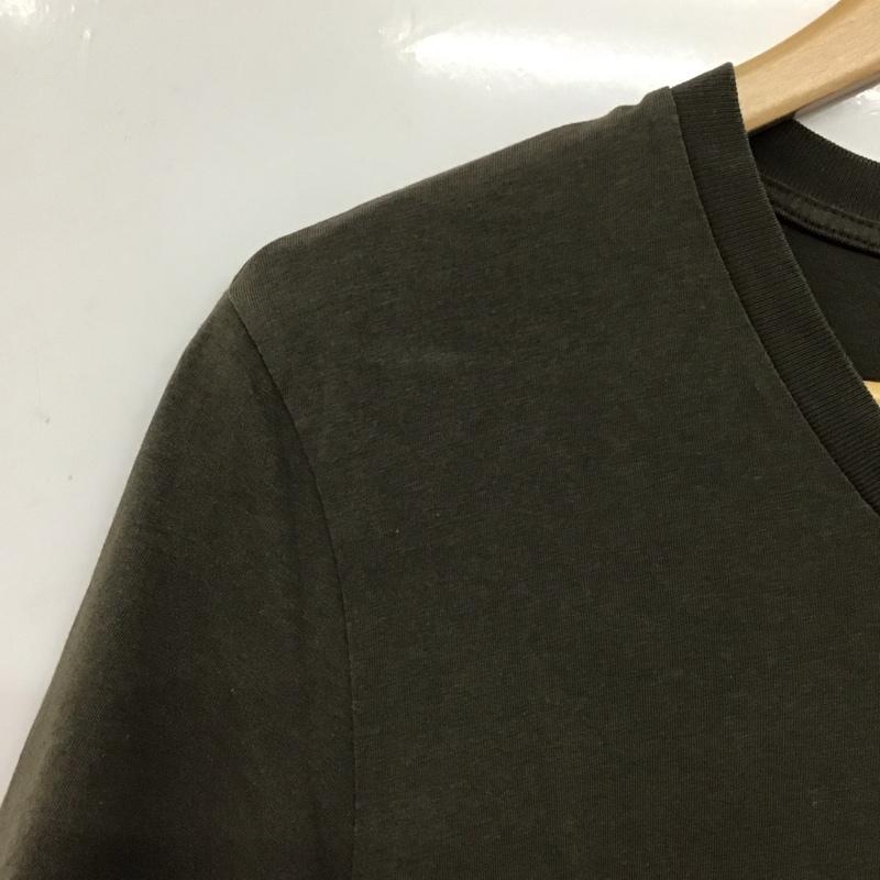 ハイドロゲン HYDROGEN Tシャツ 半袖 半袖カットソー プリントTシャツ Vネックカットソー XS ロゴ、文字 カーキ / カーキ / khaki メンズ USED 古着 中古 10155926
