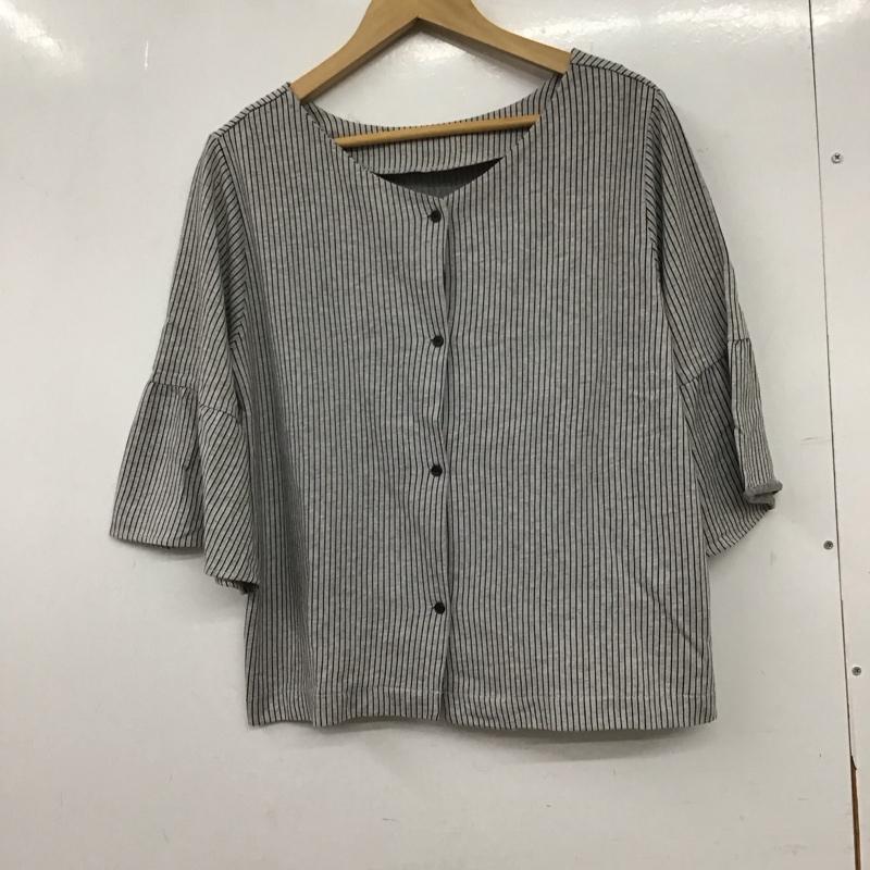 レプシィム LEPSIM シャツ、ブラウス 半袖 半袖シャツ ストライプシャツ フロントボタン L ストライプ 灰 / グレー / gray レディース USED 古着 中古 10155941