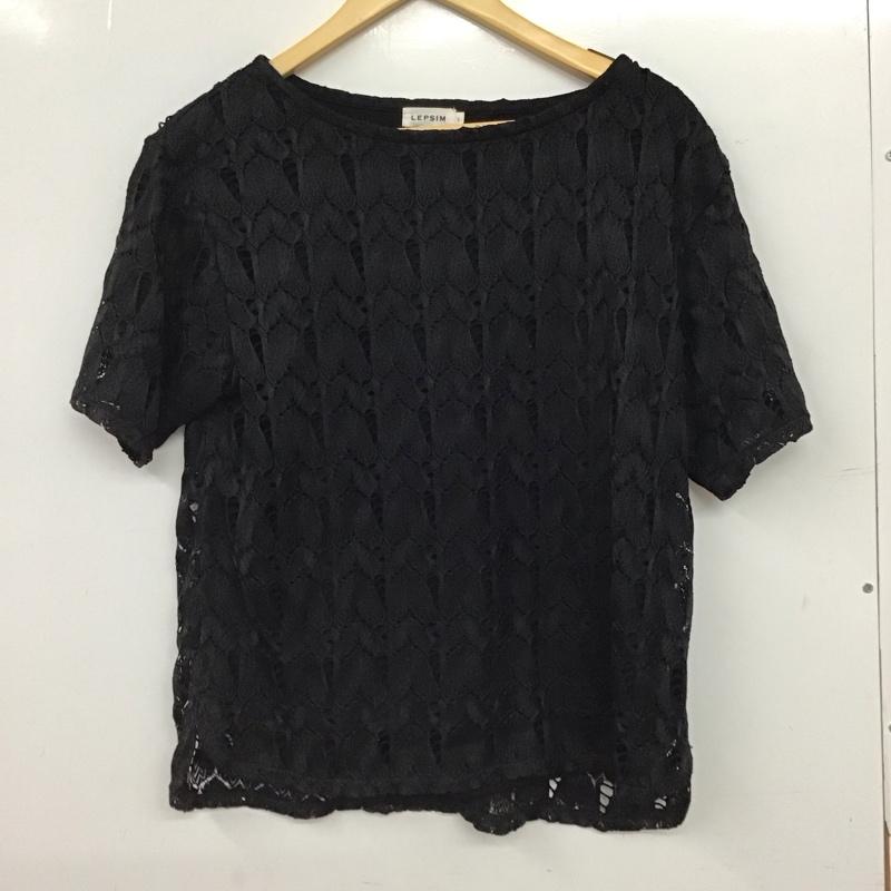レプシィム LEPSIM カットソー 半袖 半袖カットソー クルーネックカットソー L 総柄 黒 / ブラック / black レディース USED 古着 中古 10155943