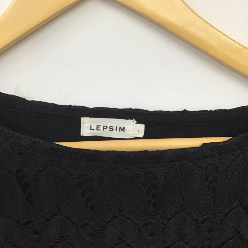 レプシィム LEPSIM カットソー 半袖 半袖カットソー クルーネックカットソー L 総柄 黒 / ブラック / black レディース USED 古着 中古 10155943