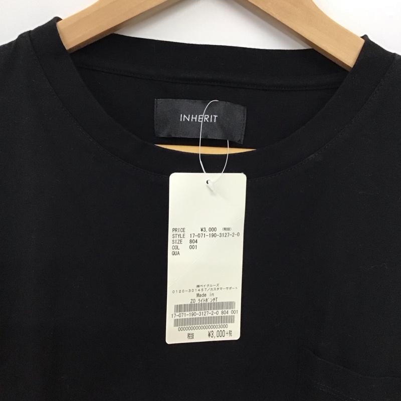 インヘリット INHERIT Tシャツ 半袖 半袖カットソー 無地Tシャツ クルーネックカットソー L 無地 黒 / ブラック / black レディース USED 古着 中古 10155948