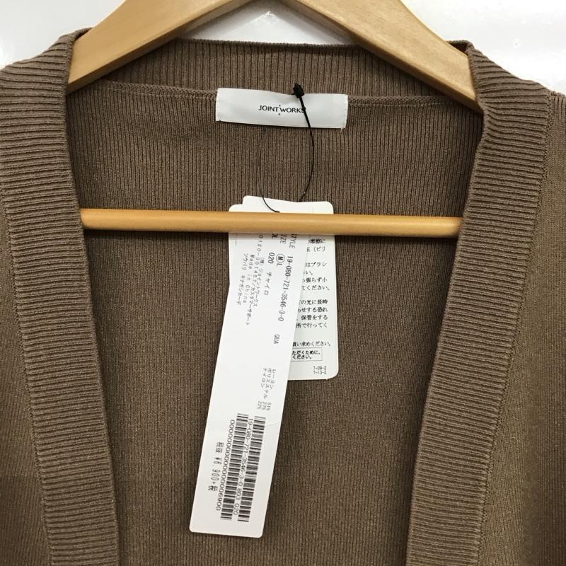 ジョイントワークス JOINT WORKS カーディガン 長袖 長袖ニットカーディガン ノーカラー M 無地 茶 / ブラウン / brown レディース USED 古着 中古 10155952
