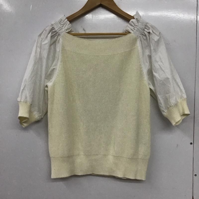 ナチュラルクチュール natural couture ニット、セーター 半袖 半袖ニットカットソー スクエアーネック FREE 無地 白 / ホワイト / white X アイボリー / アイボリー / レディース USED 古着 中古 10155955