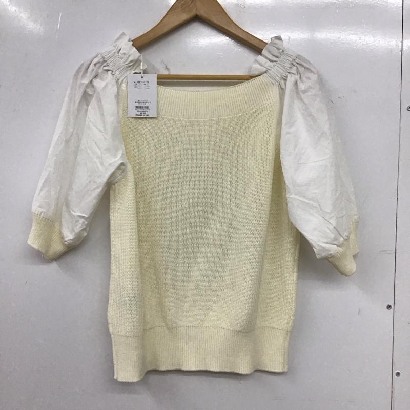 ナチュラルクチュール natural couture ニット、セーター 半袖 半袖ニットカットソー スクエアーネック FREE 無地 白 / ホワイト / white X アイボリー / アイボリー / レディース USED 古着 中古 10155955