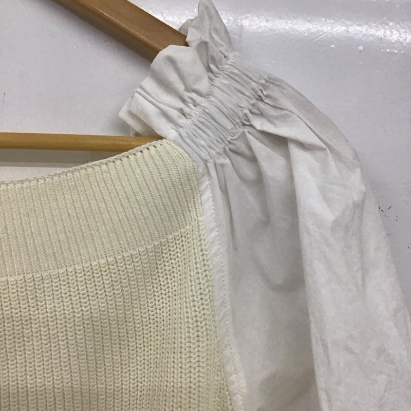 ナチュラルクチュール natural couture ニット、セーター 半袖 半袖ニットカットソー スクエアーネック FREE 無地 白 / ホワイト / white X アイボリー / アイボリー / レディース USED 古着 中古 10155955