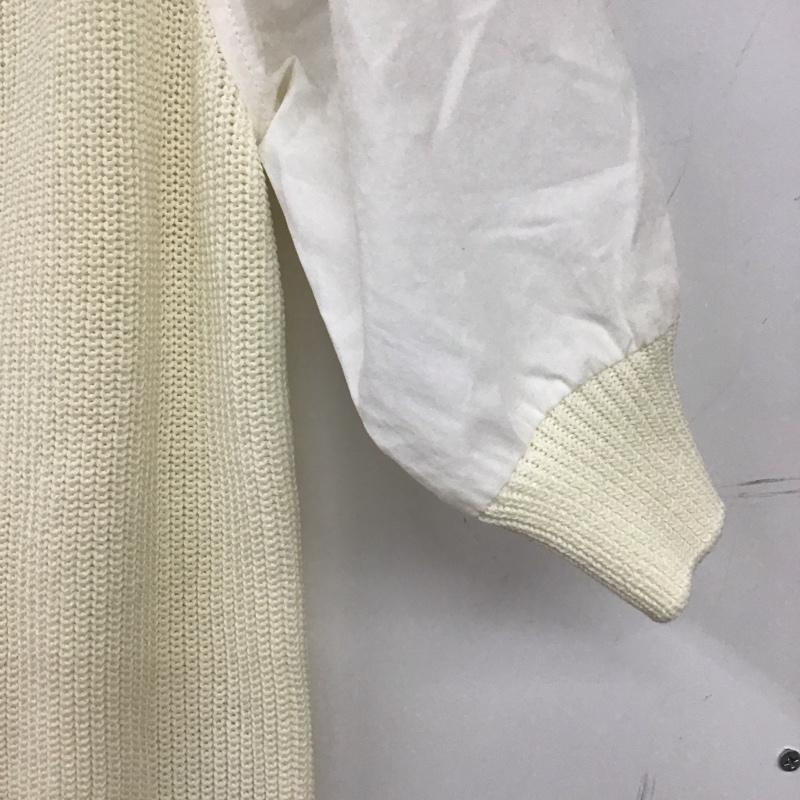 ナチュラルクチュール natural couture ニット、セーター 半袖 半袖ニットカットソー スクエアーネック FREE 無地 白 / ホワイト / white X アイボリー / アイボリー / レディース USED 古着 中古 10155955